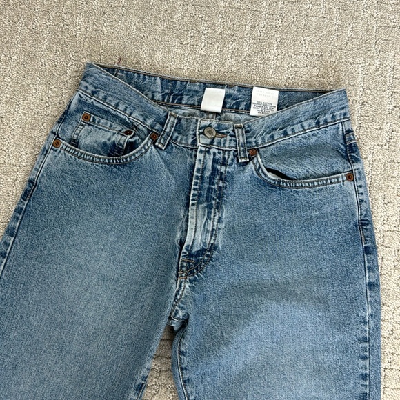 Vintage 90s Lucky Brand 286 low rise flare dungarees light wash 100% cotton - Picture 2 of 11